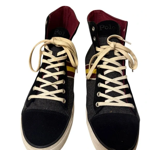 Polo Ralph Lauren vintage Gray and Black High-Top Sneakers with Bear Patch - Picture 3 of 8